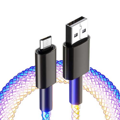 

XJ-84 USB to Micro USB Aluminium Alloy RGB Stream Light Fast Charging Data Cable, Length: 1m