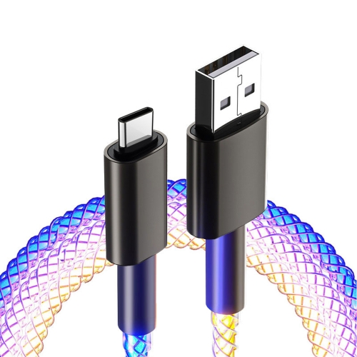 

XJ-85 USB to Type-C Aluminium Alloy RGB Stream Light Fast Charging Data Cable, Length: 1m