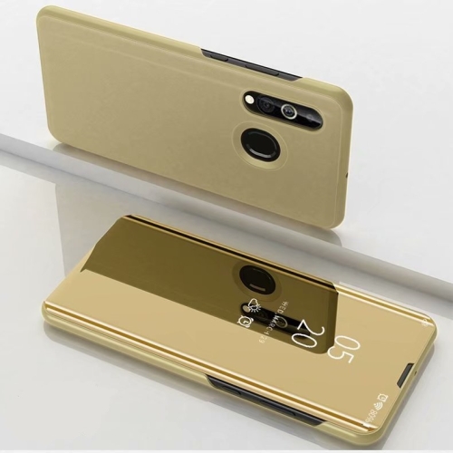 

Electroplating Mirror Horizontal Flip Leather Case for Samsung A20 E with Holder(Gold)
