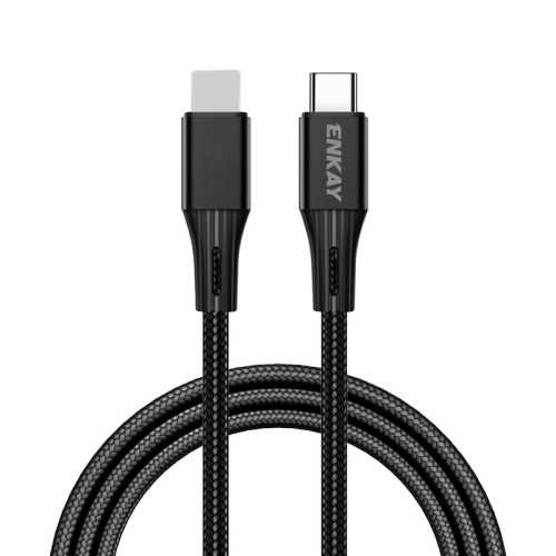 

ENKAY PD 20W 3A USB-C / Type-C to 8 Pin Fast Charging Nylon Braided Data Cable, Length:2m(Black)