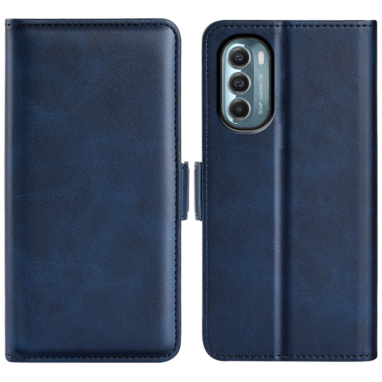 

For Motorola Moto G 5G 2022 Dual-side Magnetic Buckle Leather Phone Case(Dark Blue)