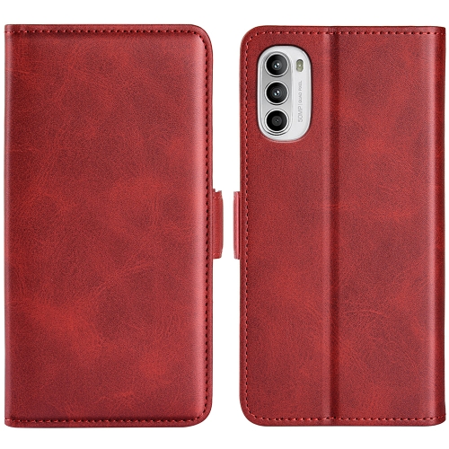 

For Motorola Moto G52 4G Dual-side Magnetic Buckle Horizontal Flip Leather Phone Case(Red)
