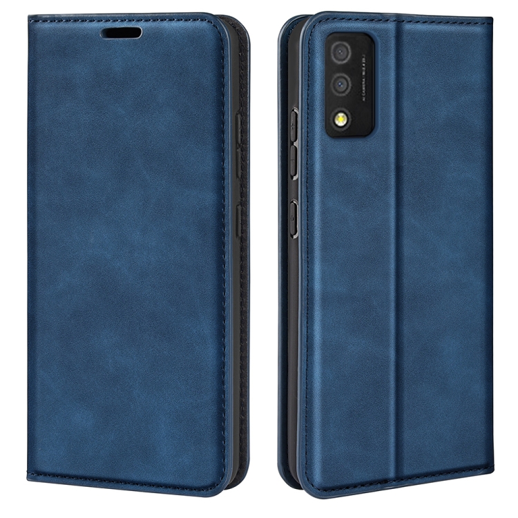 

For TCL 30T Retro-skin Magnetic Suction Leather Phone Case(Dark Blue)
