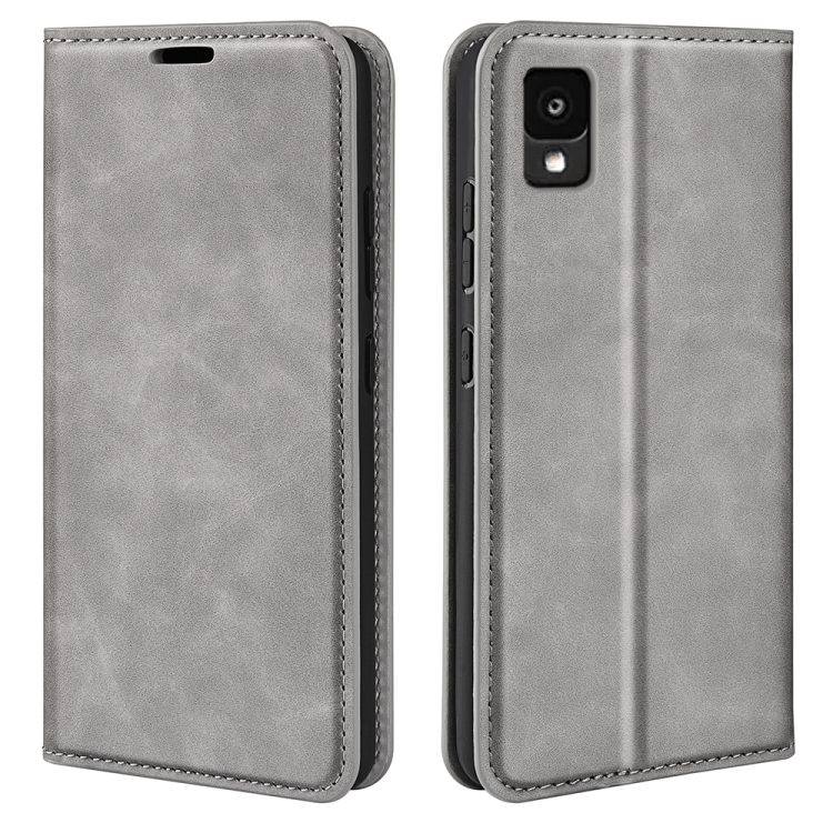 

For TCL 30Z Retro-skin Magnetic Suction Leather Phone Case(Grey)
