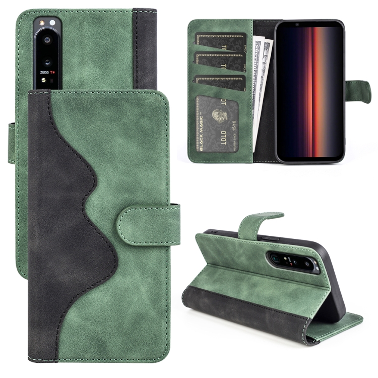

For Sony Xperia 1 IV Stitching Horizontal Flip Leather Phone Case(Green)