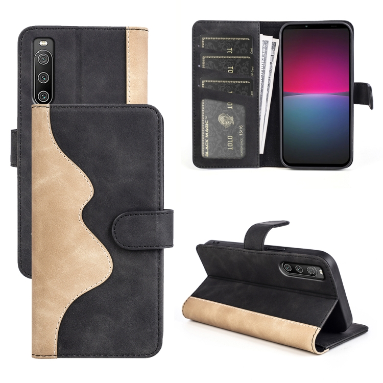 

For Sony Xperia 10 IV Stitching Horizontal Flip Leather Phone Case(Black)