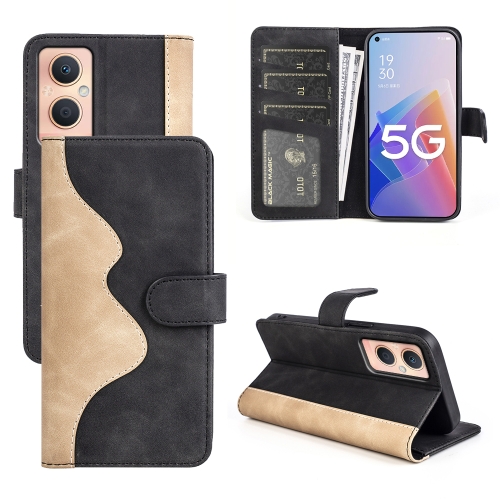 

For OPPO A96 5G Stitching Horizontal Flip Leather Phone Case(Black)