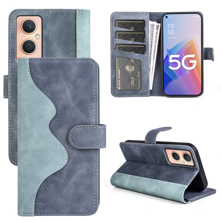 

For OPPO A96 5G Stitching Horizontal Flip Leather Phone Case(Blue)