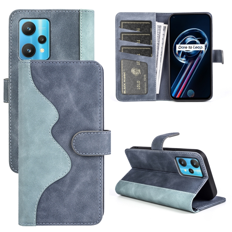 

For OPPO Realme 9 Pro+ Stitching Horizontal Flip Leather Phone Case(Blue)