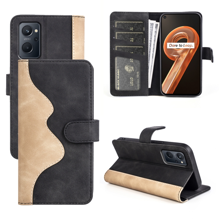 

For OPPO Realme 9i Stitching Horizontal Flip Leather Phone Case(Black)