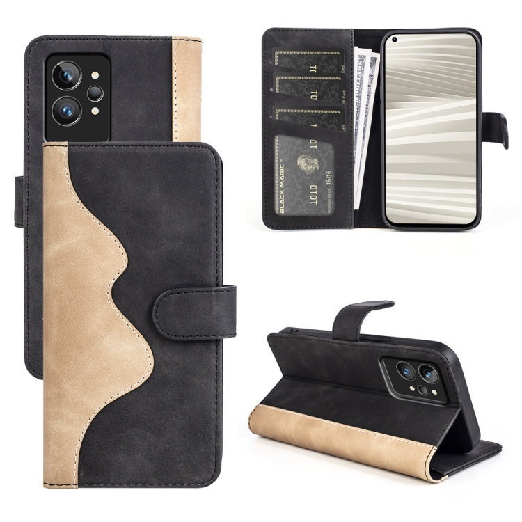 

For OPPO Realme GT2 Pro Stitching Horizontal Flip Leather Phone Case(Black)