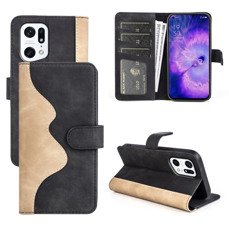 

For OPPO Find X5 Pro Stitching Horizontal Flip Leather Phone Case(Black)