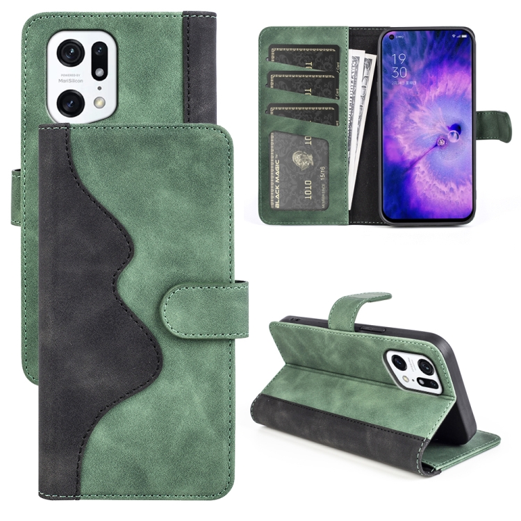 

For OPPO Find X5 Pro Stitching Horizontal Flip Leather Phone Case(Green)