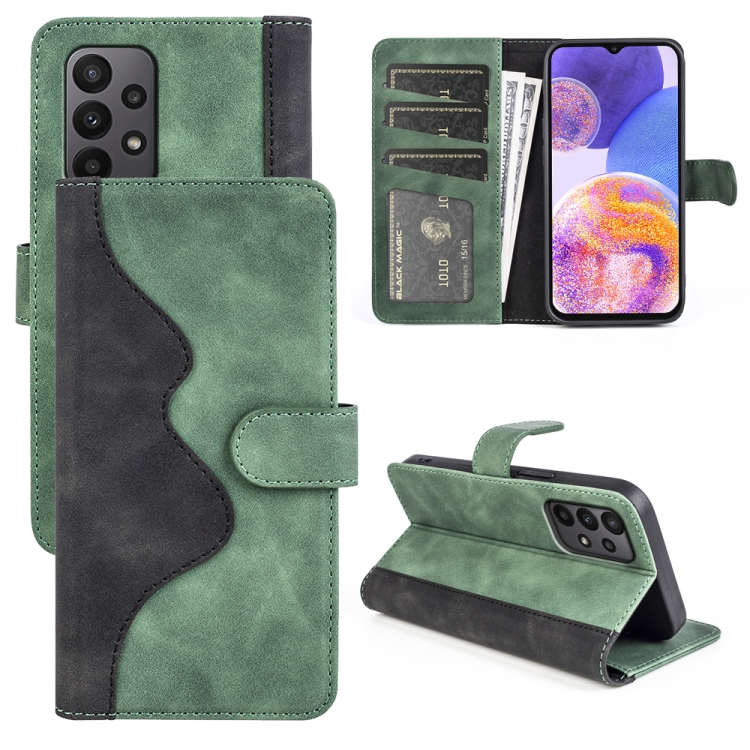 

For Samsung Galaxy A23 5G Stitching Horizontal Flip Leather Phone Case(Green)