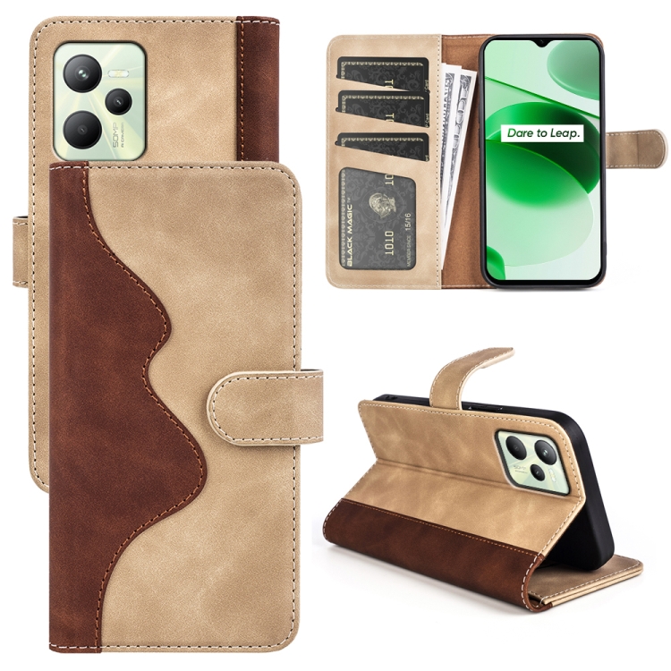 

For OPPO Realme C35 Stitching Horizontal Flip Leather Phone Case(Yellow)