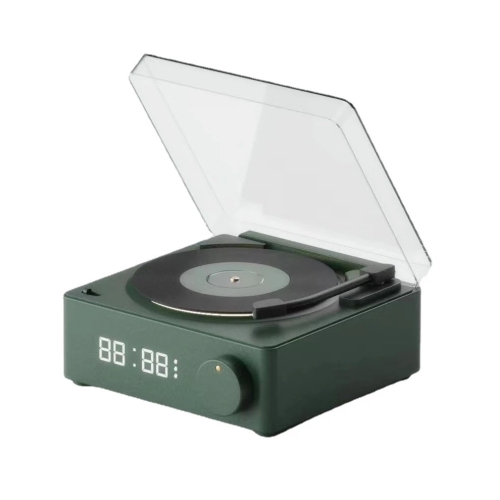 Duosi X11 Vinyl Atomic Retro Bluetooth Speaker Desktop Creative Alarm Clock(Green)