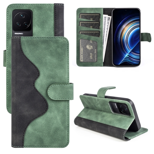 

For Xiaomi Redmi K50 Stitching Horizontal Flip Leather Phone Case(Green)