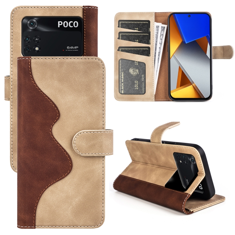 

For Xiaomi Poco M4 Pro 4G Stitching Horizontal Flip Leather Phone Case(Yellow)