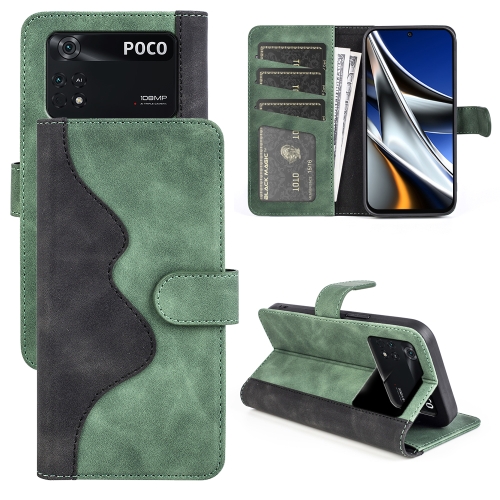 

For Xiaomi Poco X4 Pro 5G Stitching Horizontal Flip Leather Phone Case(Green)