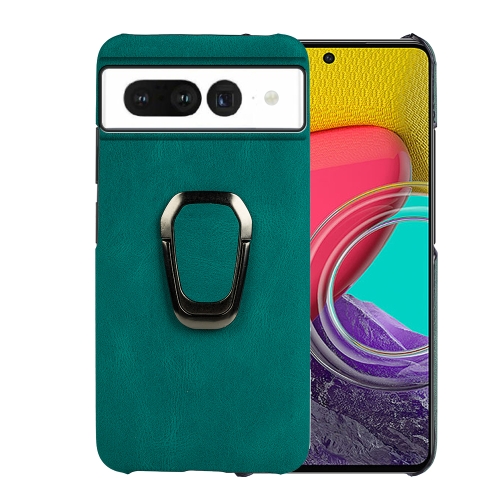 

For Google Pixel 7 Ring Holder PU Phone Case(Cyan)