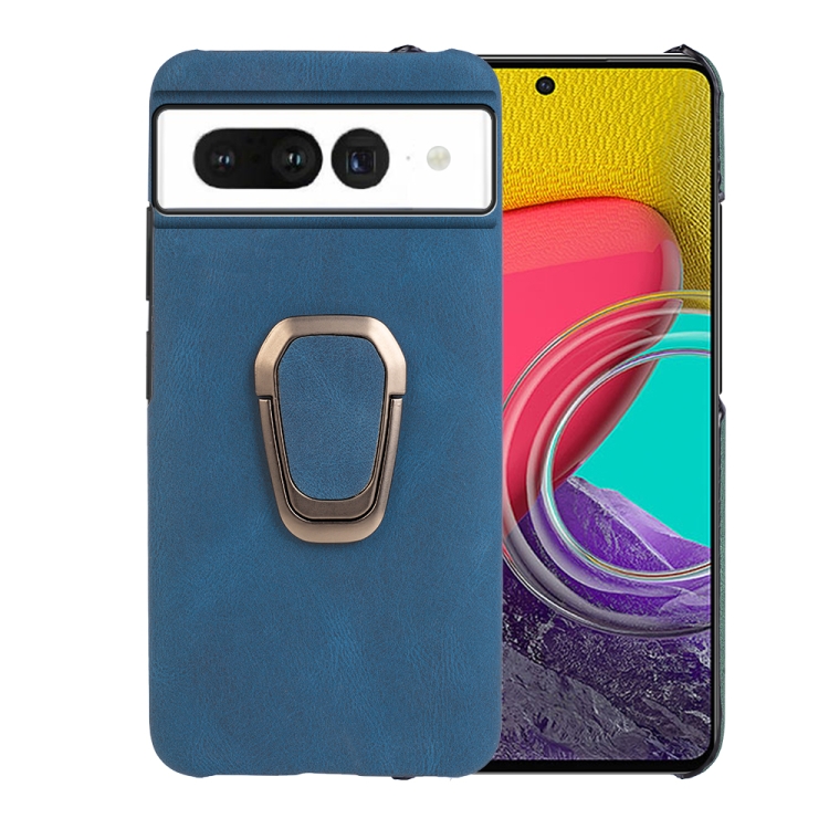 

For Google Pixel 7 Pro Ring Holder PU Phone Case(Blue)