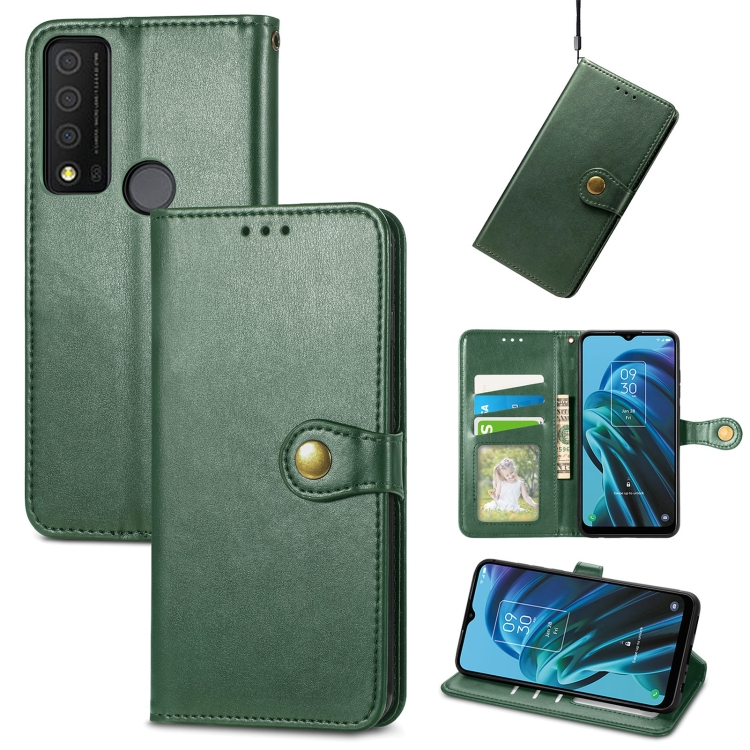

For TCL 30 XE 5G Retro Solid Color Buckle Leather Phone Case(Green)