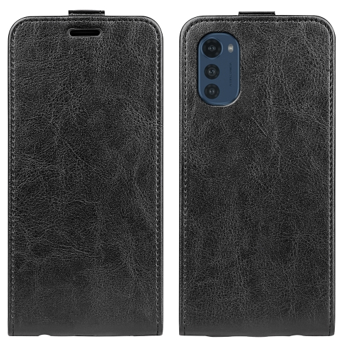 

For Motorola Moto E32 4G R64 Texture Single Vertical Flip Leather Phone Case(Black)