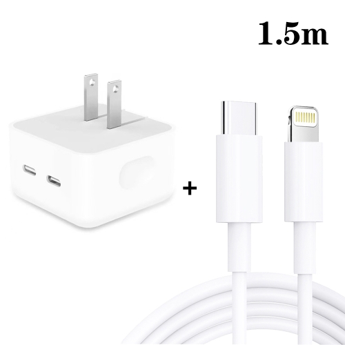 

SDC-40W Dual PD USB-C / Type-C Ports Charger with 1.5m Type-C to 8 Pin Data Cable, US Plug