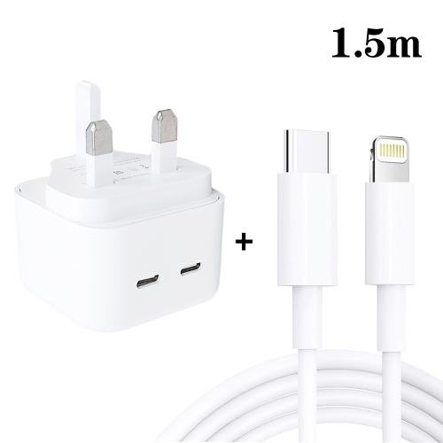 

SDC-40W Dual PD USB-C / Type-C Ports Charger with 1.5m Type-C to 8 Pin Data Cable, UK Plug