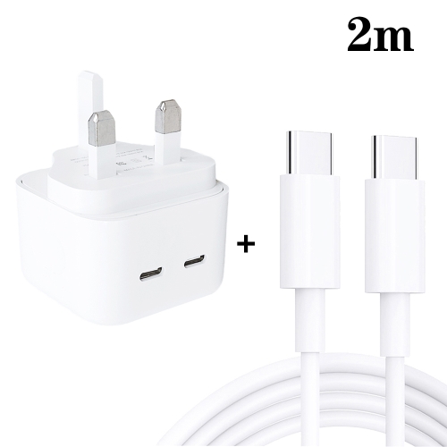 

SDC-40W Dual PD USB-C / Type-C Ports Charger with 2m Type-C to Type-C Data Cable, UK Plug