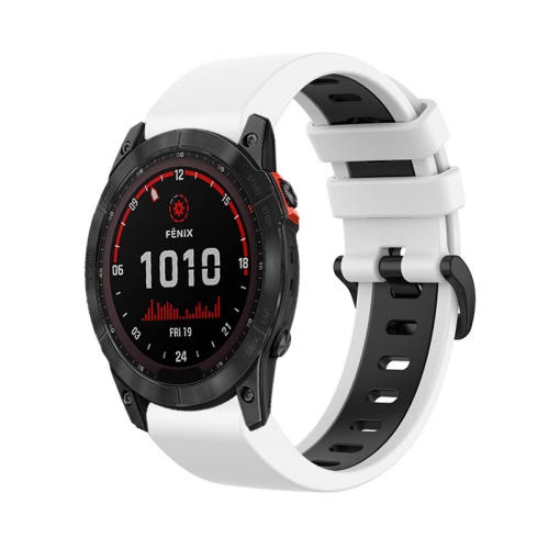 

For Garmin Fenix 7X 26mm Silicone Sports Two-Color Watch Band(White+Black)