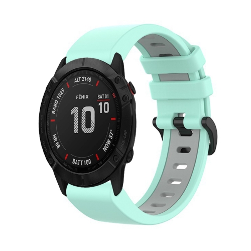 

For Garmin Fenix 6X Pro 26mm Silicone Sports Two-Color Watch Band(Water Duck+Grey)