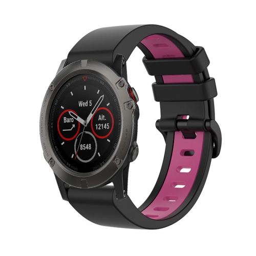 For Garmin Fenix 5X/Fenix 3 Two-color Silicone Wrist Strap Watchband  Bracelet - Black Wholesale