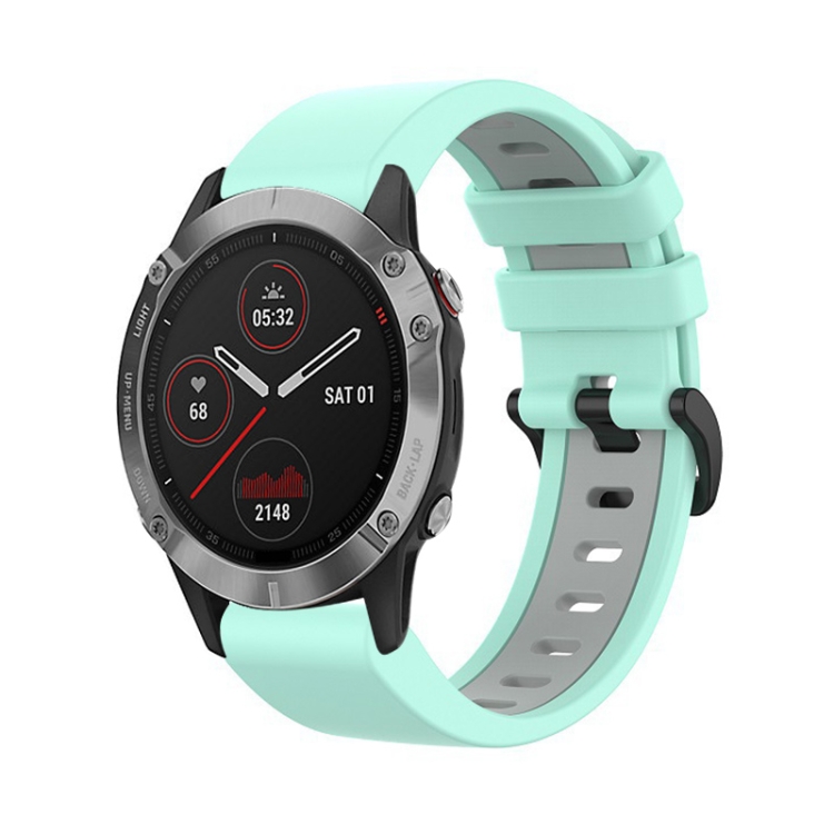 

For Garmin Fenix 6 22mm Silicone Sports Two-Color Watch Band(Water Duck+Grey)