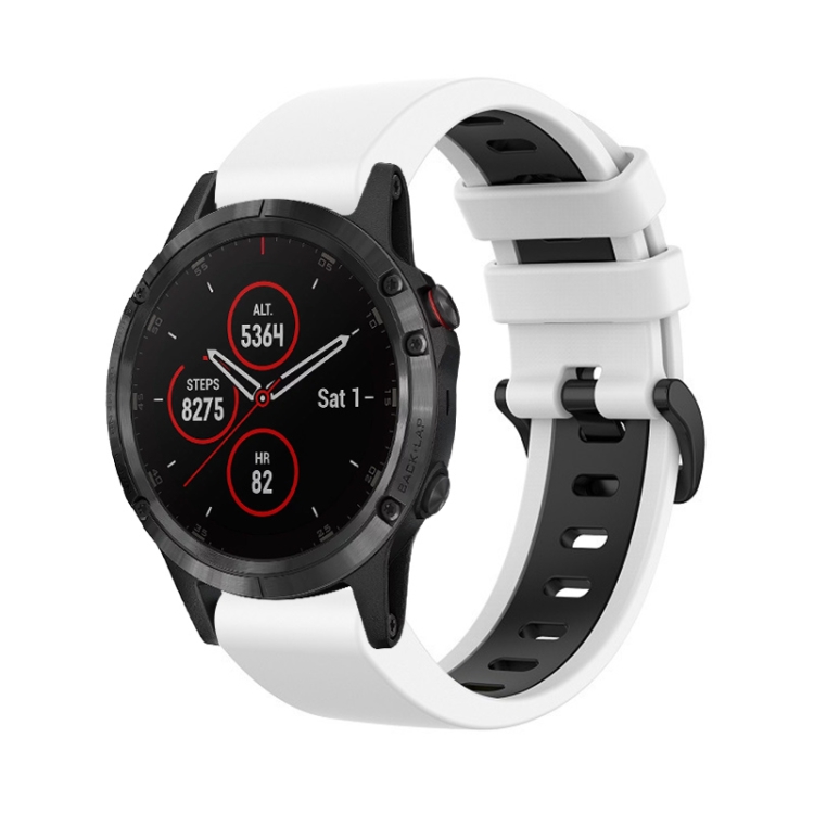 

For Garmin Fenix 5 Plus 22mm Silicone Sports Two-Color Watch Band(White+Black)