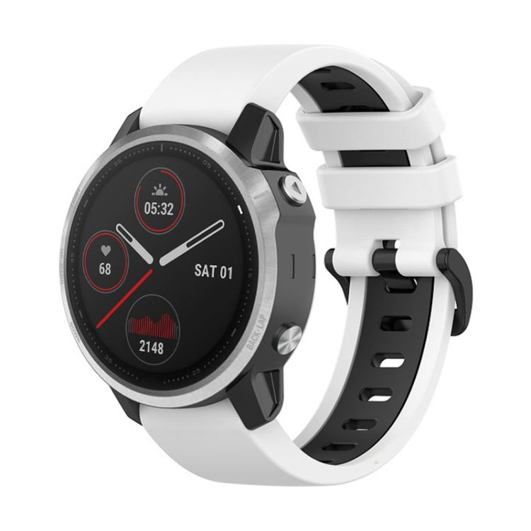 

For Garmin Fenix 6S 22mm Silicone Sports Two-Color Watch Band(White+Black)