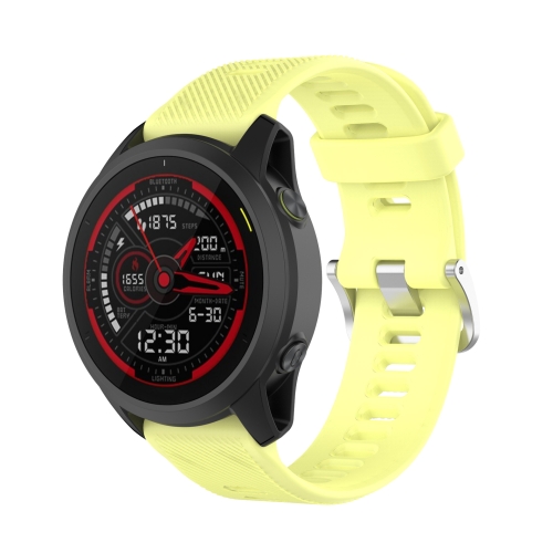 

For Garmin Forerunner 745 22mm Twill Solid Color Silicone Watch Band(Yellow)