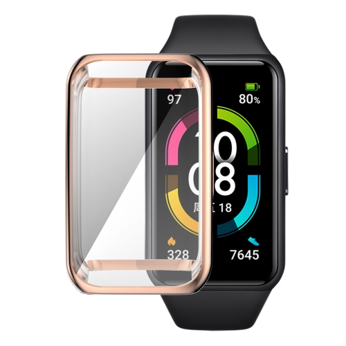 

For Huawei Band 7/6 / Honor Band 6 ENKAY Hat-Prince Full Coverage Electroplated Soft TPU Case with Screen Protection(Rose Gold)