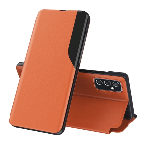 

For Samsung Galaxy M23 5G Side Display Shockproof Horizontal Flip Leather Case(Orange)