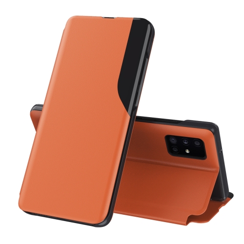 

For Samsung Galaxy A13 4G Side Display Shockproof Horizontal Flip Leather Case(Orange)