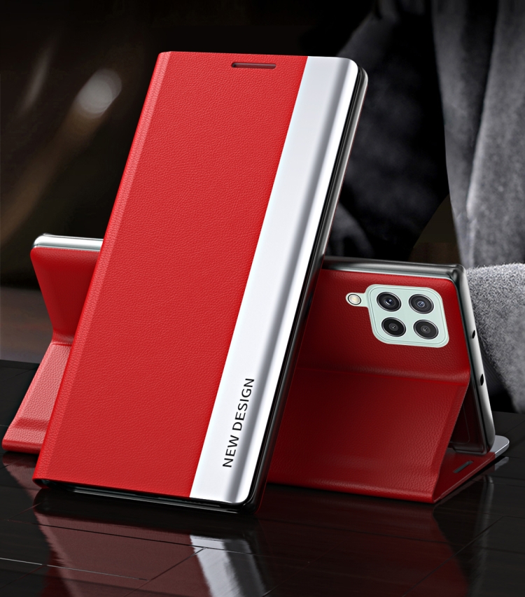 

For Samsung Galaxy M33 5G Side Electroplated Adsorption Flip Leather Case(Red)