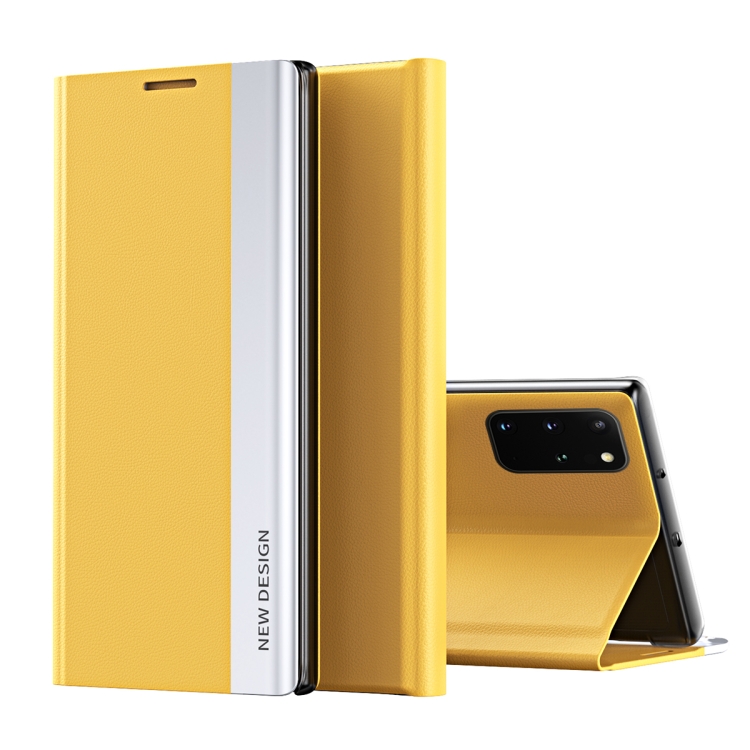 

For Samsung Galaxy A23 4G Side Electroplated Adsorption Flip Leather Case(Yellow)