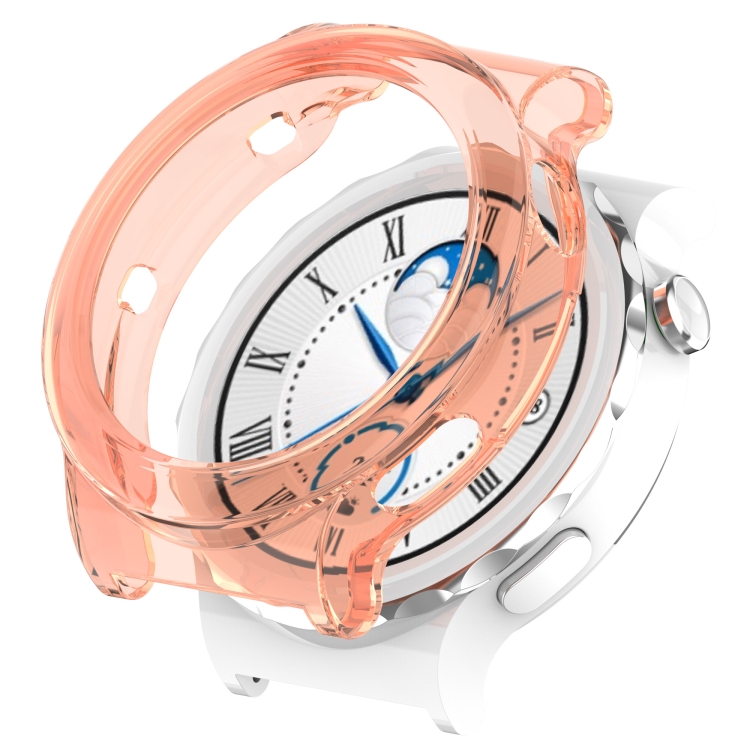 

For Huawei GT 3 Pro 46mm TPU Transparent Hollow Watch Case(Pink)