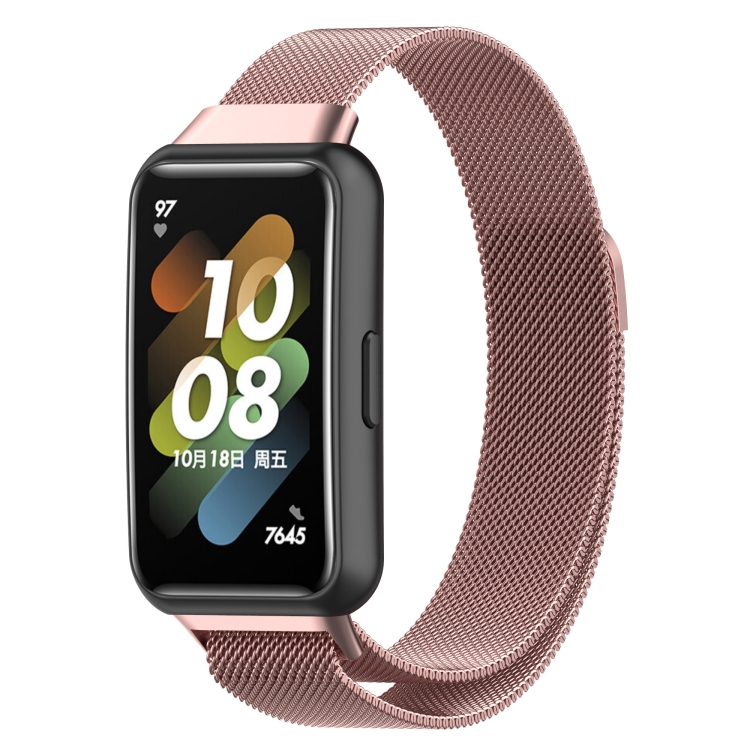 

For Huawei Band 7 Milan Magnetic Watch Band(Rose Pink)