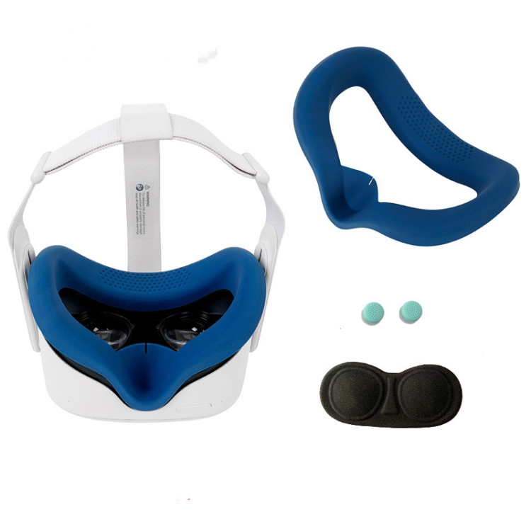 

JD-391215 Suitable for Oculus Quest2 Generation VR Eye Mask Silicone Cover + Lens Cover Set(Navy blue)
