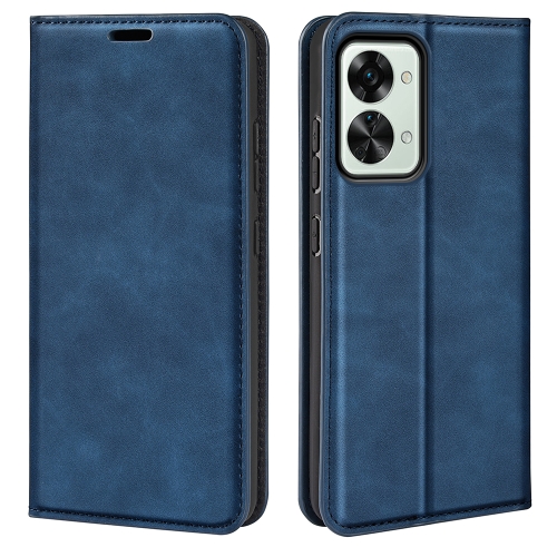 

For OnePlus Nord 2T 5G Retro-skin Magnetic Suction Flip Leather Phone Case(Dark Blue)