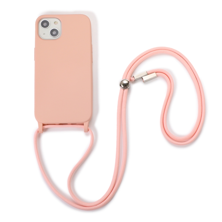 

For iPhone 12 Pro Max Crossbody Lanyard Elastic Silicone Phone Case(Pink)