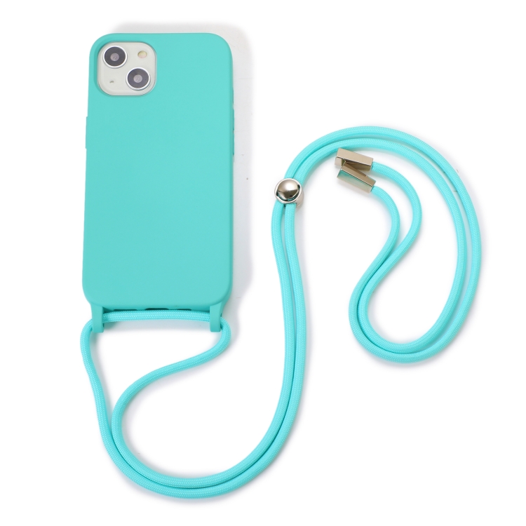

For iPhone 12 mini Crossbody Lanyard Elastic Silicone Phone Case (Blue)