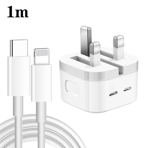 

PD 35W Dual USB-C / Type-C Ports Charger with 1m Type-C to 8 Pin Data Cable, UK Plug