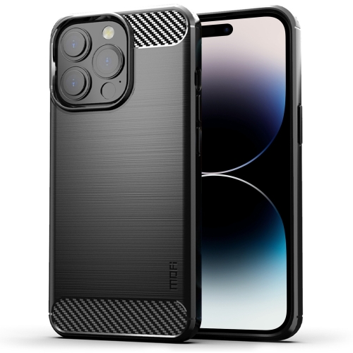 

MOFI Gentleness Brushed Texture Carbon Fiber TPU Phone Case For iPhone 14 Pro Max (Black)